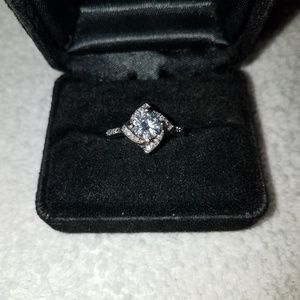 Round cut sparkling zirconia solitaire sterling silver. **